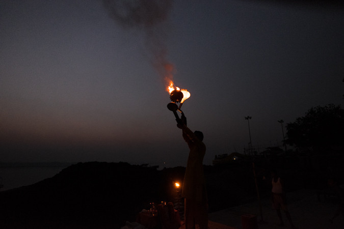 Fire during a ceremony at Varanasi
